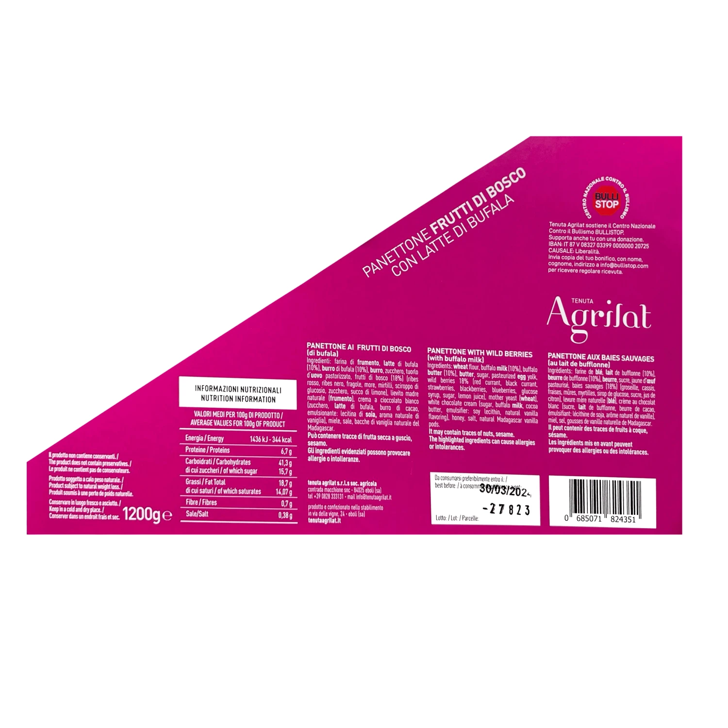 Agrilat Artisanal Fruitti Di Bosco Panettone With Buffalo Milk And Butter, 42.3 Oz - Image 5