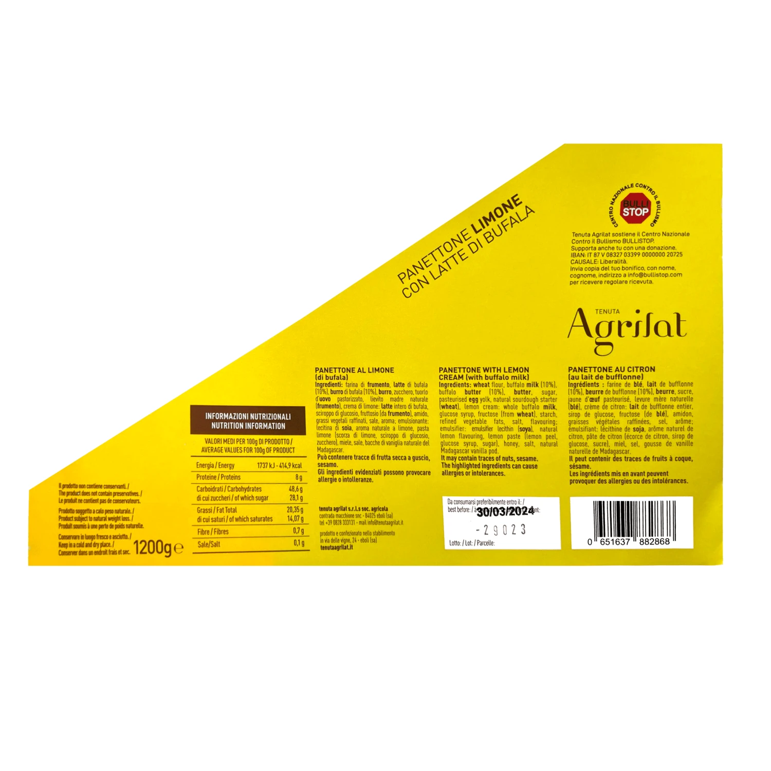 Agrilat Artisanal Lemon Panettone With Buffalo Milk And Butter, 42.3 Oz - Image 4