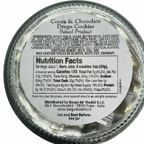 Borgo De' Medici Chocolate & Cocoa Drops Cookies, 7 Oz - Image 2