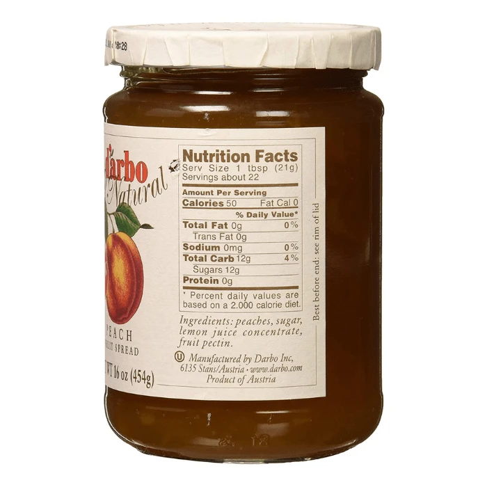 D'arbo Peach Fruit Spread, 16 Oz - Image 2