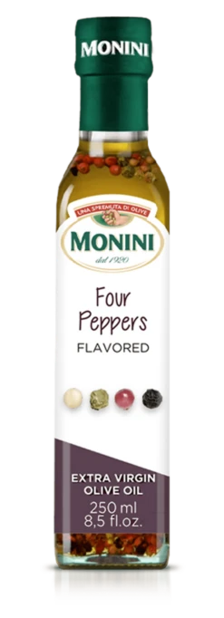 Monini Organic Four Peppers Flavored Extra Virgin Olive Oil, 8.45 Oz