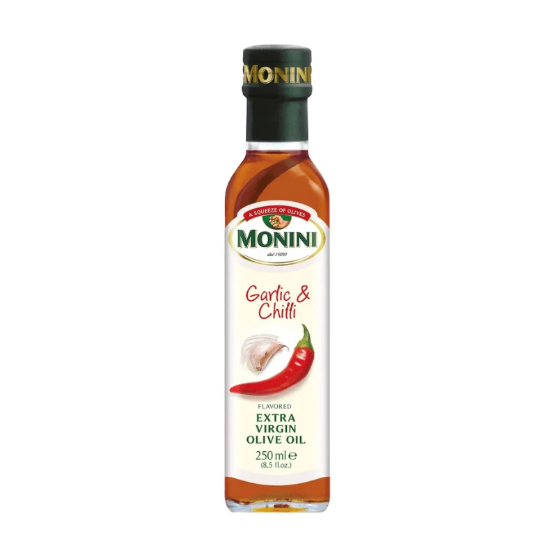 Monini Organic Garlic & Chili Flavored Extra Virgin Olive Oil, 8.45 Oz