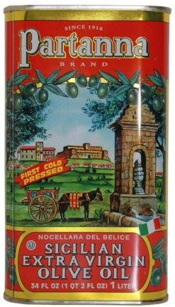 Partanna Extra Virgin Olive Oil Tin, 1 Liter