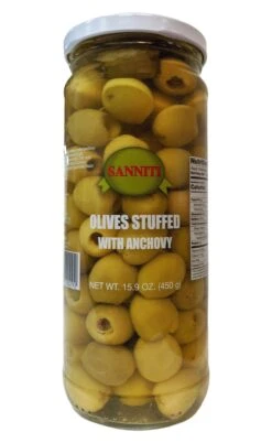 Sanniti Olives Stuffed With Anchovies, 15.9 Oz