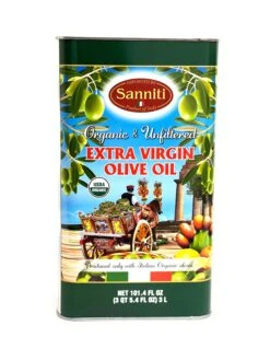 Sanniti Organic Unfiltered Extra Virgin Olive Oil Tin, 3 Liter