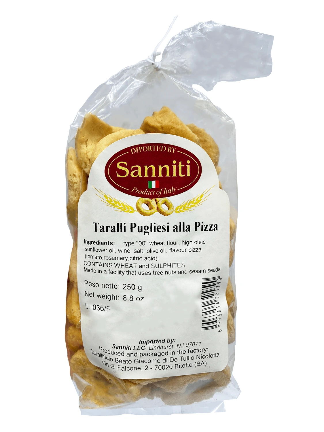 Sanniti Taralli Pugliesi Alla Pizza, 8.8 Oz