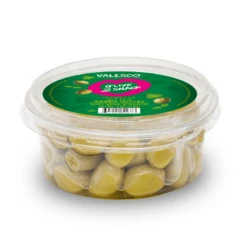Valesco Basil & Garlic Pitted Green O'lives 2 Snack, 6 Oz