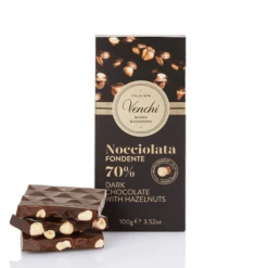 Venchi 70% Extra Dark Chocolate Hazelnut Bar, 3.52 Oz