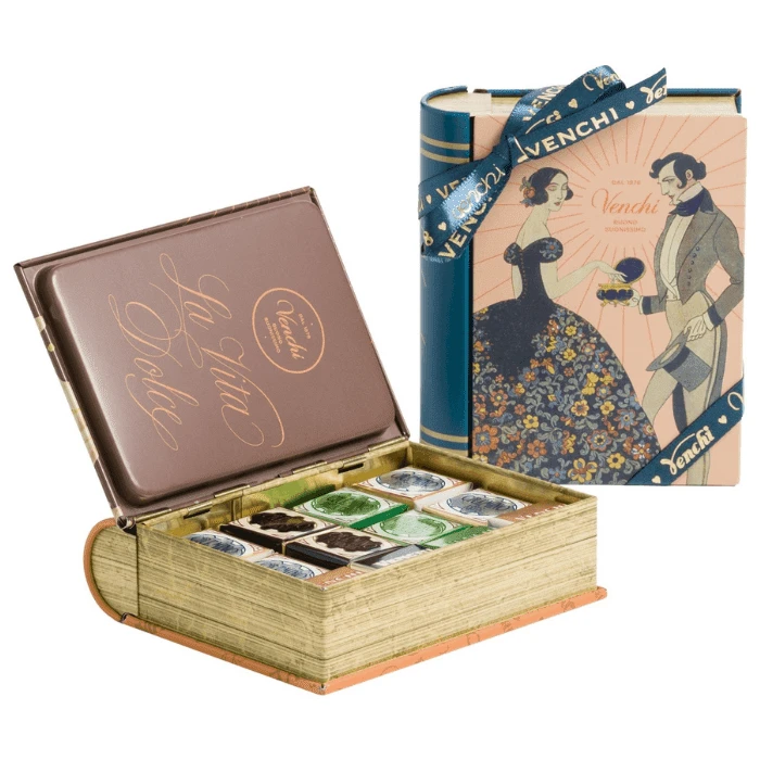 Venchi Cremini Chocolates In Vintage Mini Book Gift Box, 4.12 Oz