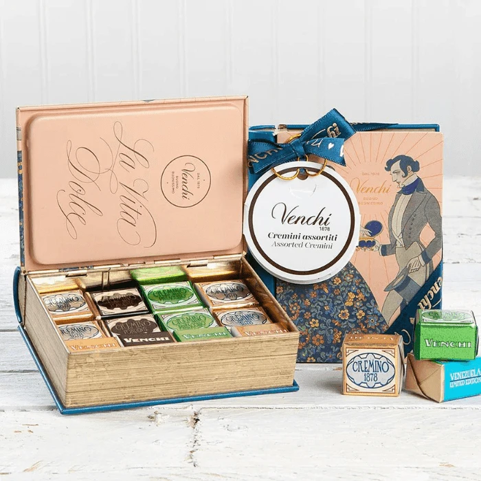 Venchi Cremini Chocolates In Vintage Mini Book Gift Box, 4.12 Oz - Image 2