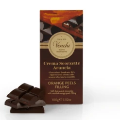 Venchi Dark Chocolate With Orange Filling Chocolate Bar, 3.5 Oz